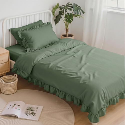 Anluoer Twin Comforter Set 5 Piece,Ruffle Bed in a Bag Twin Bedding Sets