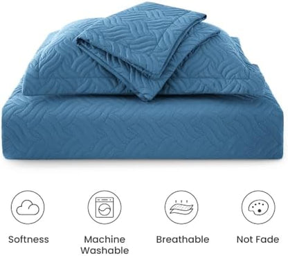 Love's cabin Quilts for Queen Bed, Soft Bedspread Comforter, Misty Blue