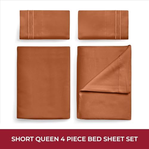 Mellanni Iconic 4-Piece, Ultra Soft Sheet Set (RV/Short Queen, Terracotta)