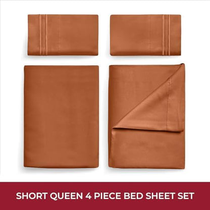 Mellanni Iconic 4-Piece, Ultra Soft Sheet Set (RV/Short Queen, Terracotta)