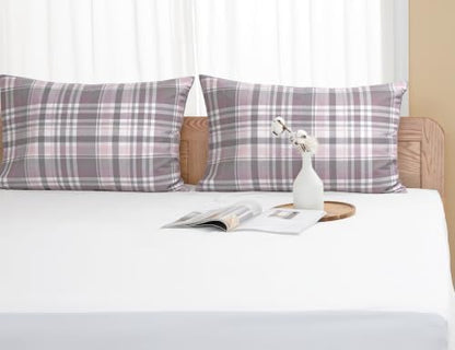 Pillow Cases 100% Cotton Percale King Size Set of 2, Mauve Grey