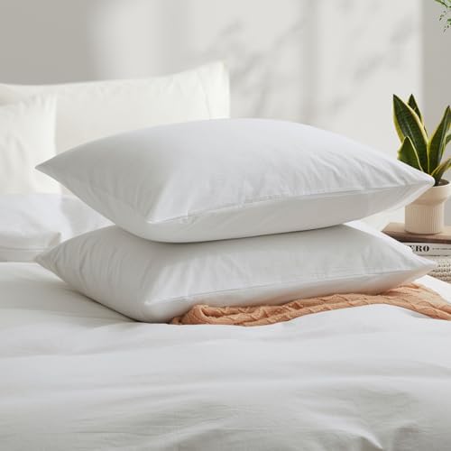 LOVQUE 100% Washed Cotton Duvet Cover, White, King Size, 104x90 Inches