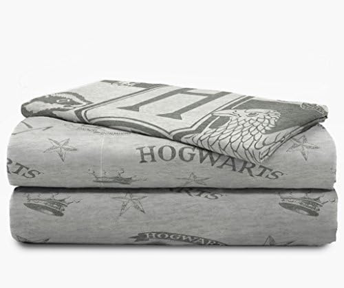 Jay Franco Kids Sheet Set with Fitted, Flat Sheets & Pillow Cover - Ultra-Soft Bedding with Pillowcase for Room Decor, Gray - Harry Potter, 3 Piece Twin