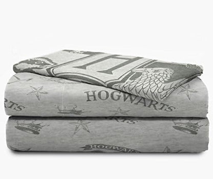 Jay Franco Kids Sheet Set with Fitted, Flat Sheets & Pillow Cover - Ultra-Soft Bedding with Pillowcase for Room Decor, Gray - Harry Potter, 3 Piece Twin