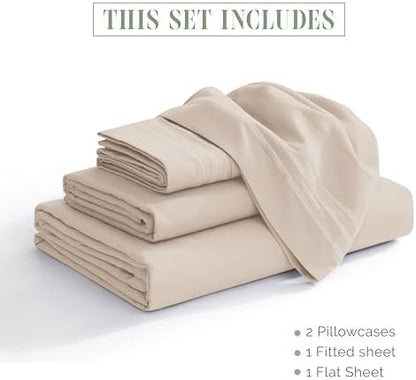 Elegant Comfort Luxury 4-Piece Bed Sheet Set - Luxury Bedding 1500 Premium Hotel Quality Microfiber, Wrinkle Resistant Cool and Breathable, Easy Elastic Fitted, RV Short Queen, Cream Beige
