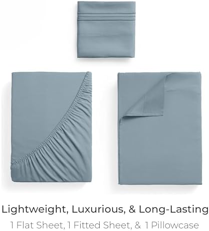 Mellanni Iconic 3-Piece, Ultra Soft Sheet Set (Twin, Spa Blue)