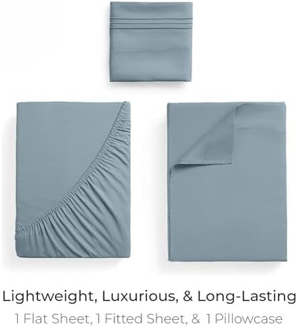Mellanni Iconic 3-Piece, Ultra Soft Sheet Set (Twin, Spa Blue)
