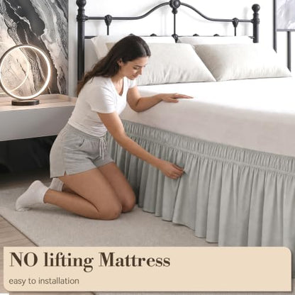 RIMELA Bed Skirt with Split Corners, Queen, 18 Inch Drop, Light Grey