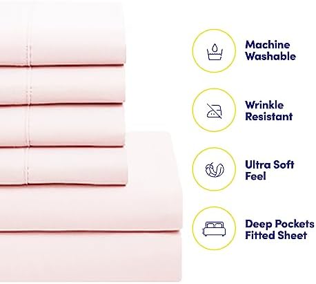 Sweet Home Collection 5 Piece Comforter Set Bag Solid Color All Season Soft Down Alternative Blanket & Luxurious Microfiber Bed Sheets, Pale Pink, Twin