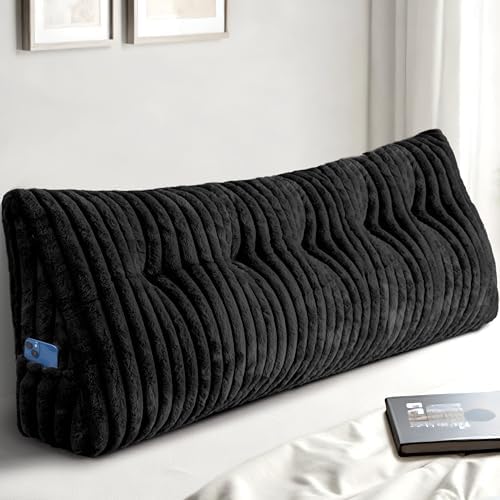 Queen Headboard Pillow, Triangular Wedge Pillow, Reading Pillows, Black