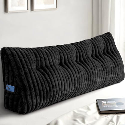 Queen Headboard Pillow, Triangular Wedge Pillow, Reading Pillows, Black