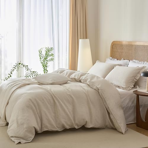 Talasily 100% French Linen Twin Duvet Cover Set, Organic Linen