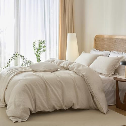 Talasily 100% French Linen Twin Duvet Cover Set, Organic Linen