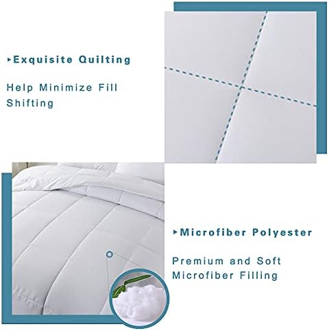 DOWNCOOL Queen Comforter Set -All Season Bedding Comforters Sets with 2 Pillow Cases-3 Pieces Bedding Sets Queen -Down Alternative White Queen Size Comforter Sets(88"x92")