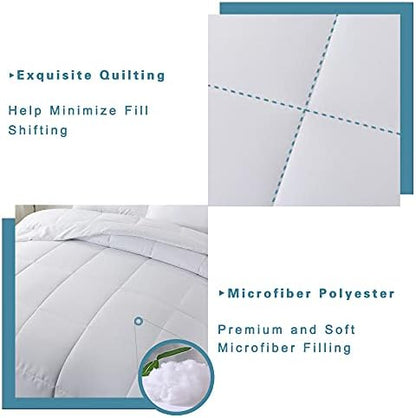 DOWNCOOL Queen Comforter Set -All Season Bedding Comforters Sets with 2 Pillow Cases-3 Pieces Bedding Sets Queen -Down Alternative White Queen Size Comforter Sets(88"x92")