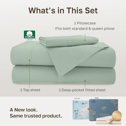 California Design Den 100% Cotton Sateen Twin XL Sheet Sets, 3 Pcs