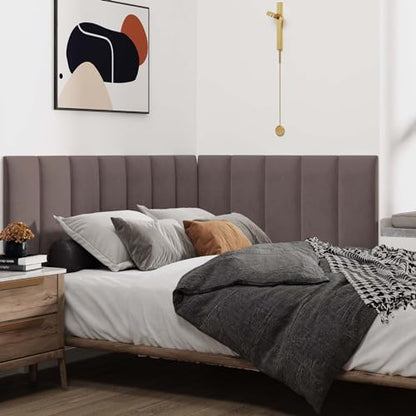 IFNOW Wall Mounted Headboard, Peel and Stick Panels, Dark Skin, Queen