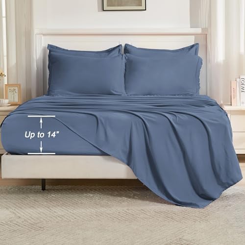 Andency King Comforter Set, 7 Pieces Bluish Grey Bedding