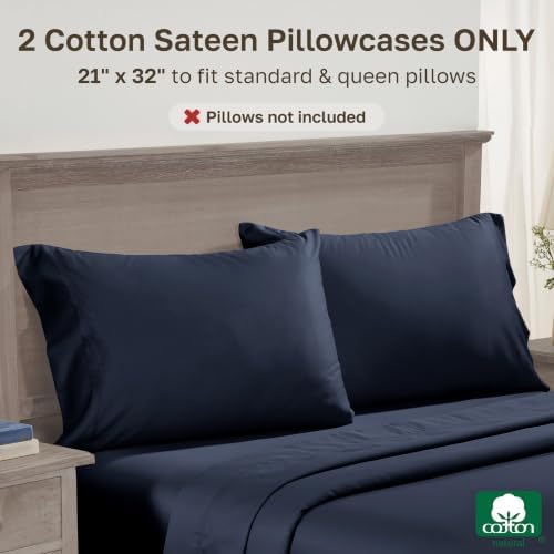 California Design Den 600 TC Set of 2 Pillow Cases Queen, Midnight Blue