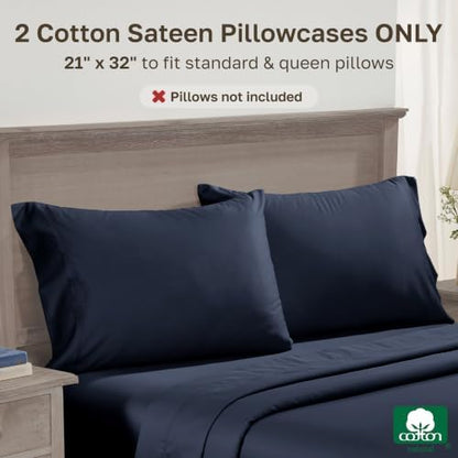 California Design Den 600 TC Set of 2 Pillow Cases Queen, Midnight Blue