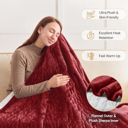 Heated Electric Blanket Full, Soft Heating Blanket,72" x 84", Rose