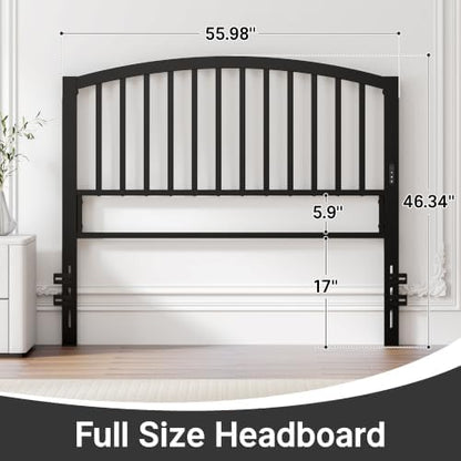 Weehom Metal Full Headboard Only with LED Lights and USB, Black