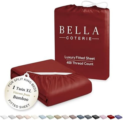 Bella Coterie | Luxury Bamboo Viscose Split King Size Fitted Sheet Only