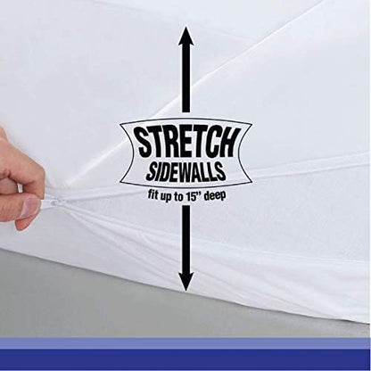 All-in-One Mattress Protector, Zippered Encasement, Water & Stain Resistant, Triple Seal Protection, Queen, White (Pack of 6)