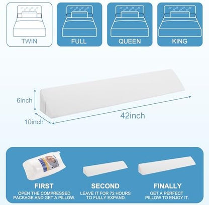 HABUTWAY Twin Size Bed Wedge Pillow for Headboard, Bed Gap Filler(0-8"), Memory Foam Mattress Wedge Pillow Triangle Bloster for Sleeping, Close The Gap Between Headboard and Mattress Space Filler