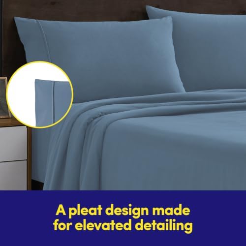 Sweet Home Collection Flannel Sheet Set, Denim Blue Twin, Deep Pocket Soft Brushed Microfiber All-Season Bedding with Fitted Sheet, Flat Sheet & Pillowcase(s)