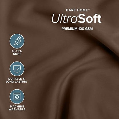 Bare Home Bed-in-A-Bag 8 Piece Comforter & Sheet Set - Split King - Goose Down Alternative - Ultra-Soft 1800 Premium Bed Set (Split King, Cocoa/Cocoa)