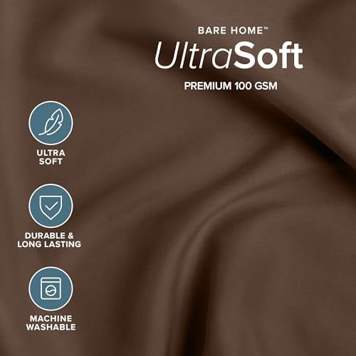 Bare Home Bed-in-A-Bag 5 Piece Comforter & Sheet Set - Twin XL - Goose Down Alternative - Ultra-Soft 1800 Premium Bed Set (Twin XL, Cocoa/Cocoa)