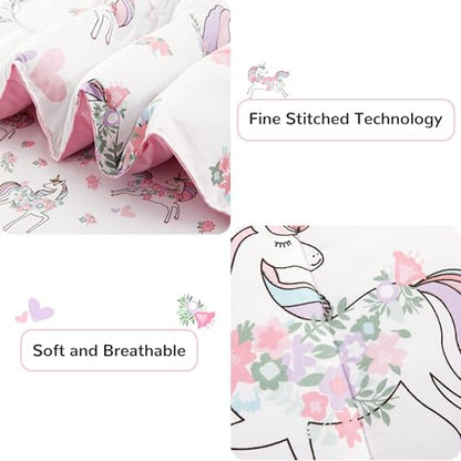Viviland Kids Full Bedding Sets, Girls Comforter, White Unicorn
