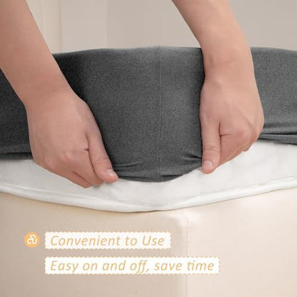 Stretch Jersey Box Spring Cover Wrap Around, Bed Skirt Alternative, Ultra Soft & Wrinkle Resistant, Full/Full XL, Heather Gray