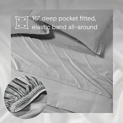Sijo AiryWeight Tencel Sheet Set, 100% Lyocell Derived from Eucalyptus, Buttery Soft, Architectural Digest Best Cooling Sheets Winner - 3pc - 2 Pillowcases 1 Fitted (Dove, Cal King)