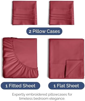 King Size 4 Piece Sheet Set - Ultra Soft & Cooling Sheets - Berry
