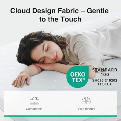 Novilla Foldable Mattress Topper, Queen Size Comfort Foam Trifold Mattress with Cloud Design Cover, 4 Inch Folding Mattress for Back Pain Relief, Suitable for Camping, RV Travel, 80"x60"x4"