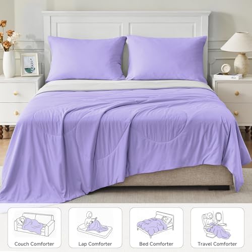 HOMFINE Cooling Comforter for Hot Sleepers King/Cal King, Purple 108"x90"