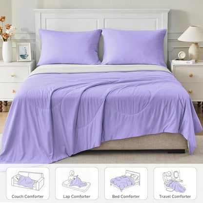 HOMFINE Cooling Comforter for Hot Sleepers King/Cal King, Purple 108"x90"
