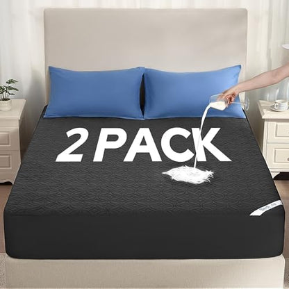 2 Pack Waterproof Mattress Protector California King Size, Deep Pocket Fit