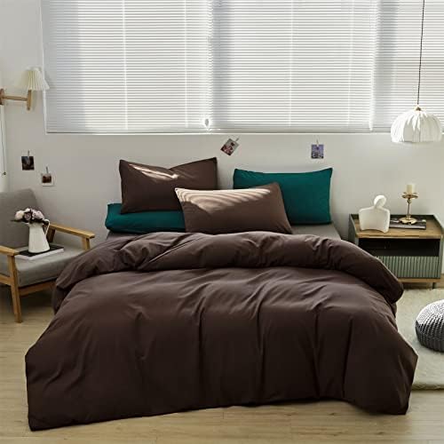 Wellboo Brown Comforter Set Twin Size Solid Mocha Coffee Bedding for Men