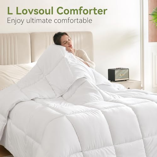 L LOVSOUL Queen Comforter Down Alternative Duvet Insert, 90x90IN