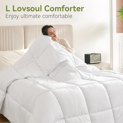 L LOVSOUL Queen Comforter Down Alternative Duvet Insert, 90x90IN