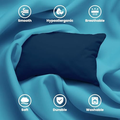 Avalon Bedding Pillow Cases Standard Size Navy Blue Pillow Cases Set of 24 Cotton Blend 200 TC Soft & Breathable Perfect for Home & Hospital, Hotel Quality Queen Pillow Protectors 30x20 Inches