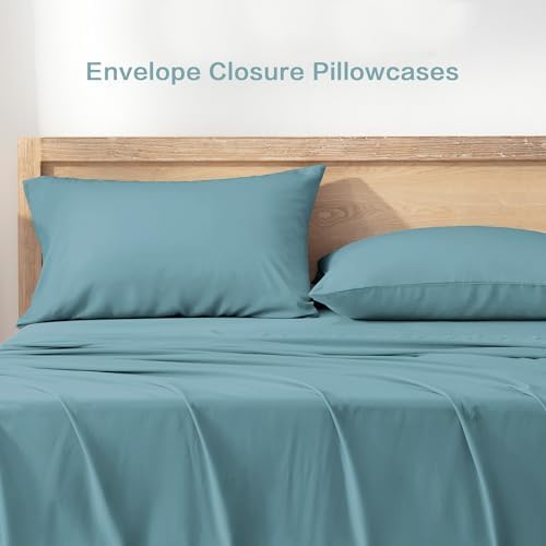 Andency Grayish Teal King Sheets Set 100% Viscose Derived from Bamboo