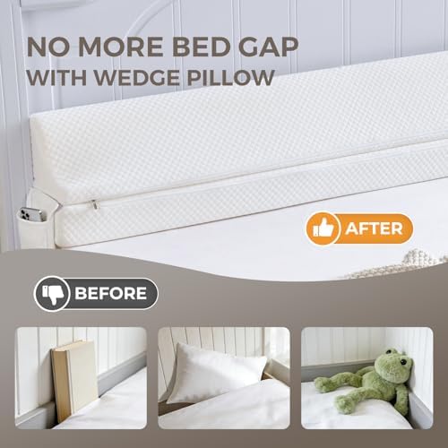Bed Wedge Gap Filler Queen Size, Wedge Pillow for Headboard Gap, 60×10×6 in