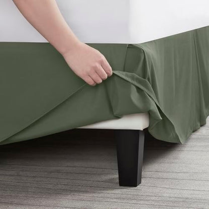 Nestl Olive Green Twin XL Bed Skirt - Twin XL Size Bed Skirt 14 Inch Drop - Brushed Microfiber Bed Skirts - Hotel Quality Pleated Bed Skirt - Shrinkage & Fade Resistant
