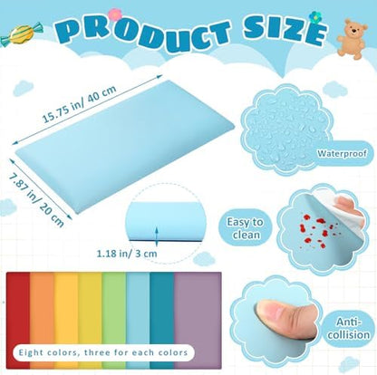 24 Pack Wall Padding Headboard 15.75" x 7.87" x 1.18" Rainbow Colors