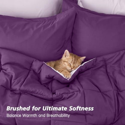 Queen Comforter Set with Sheets - 7 Pieces Bed in a Bag Purple Bedding Sets