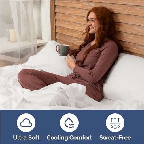 Split King Size 5 Piece Sheet Set - Breathable & Cooling - Antique White